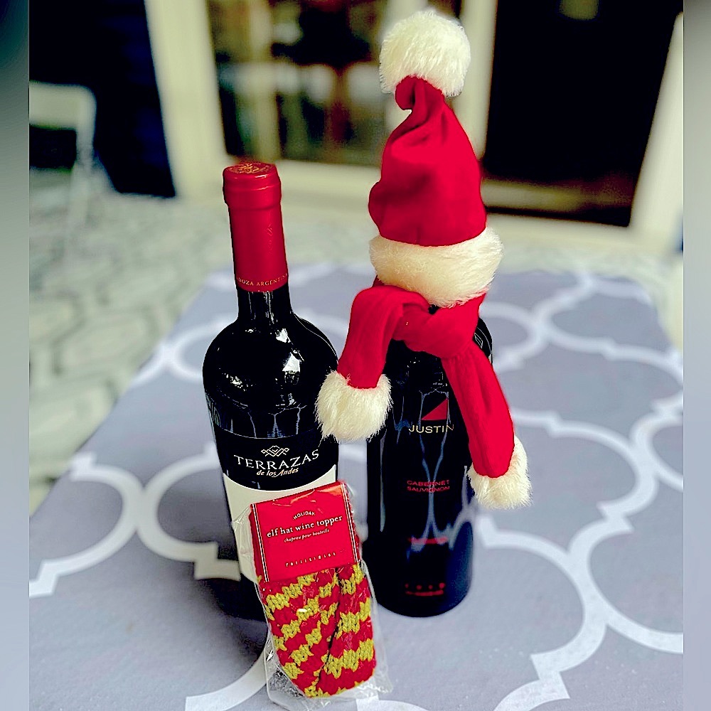 Festive Holiday Wine Hat Bottle Toppers (Wine Not Included)